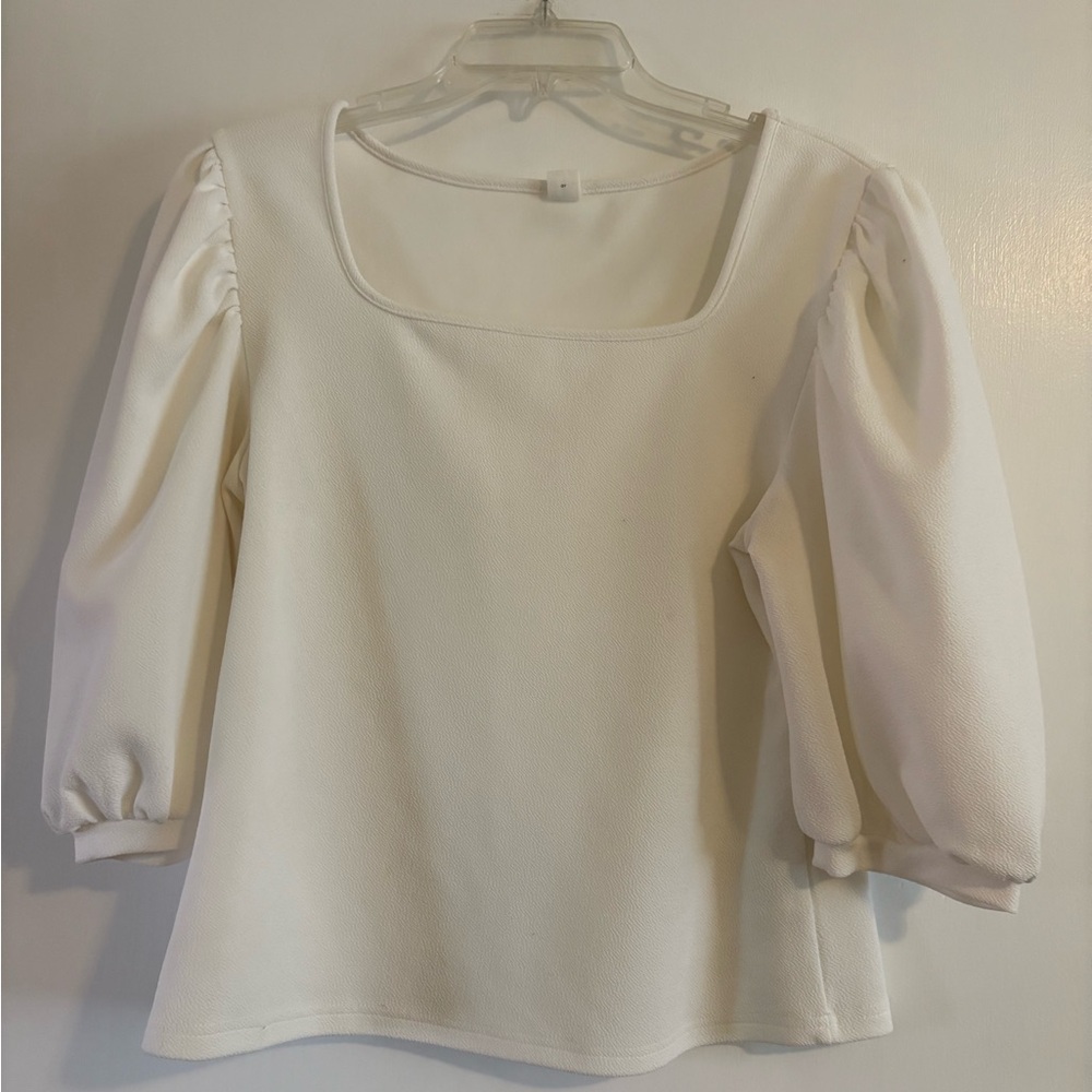 Women's Cream Puff-Sleeve Square Neck Blouse